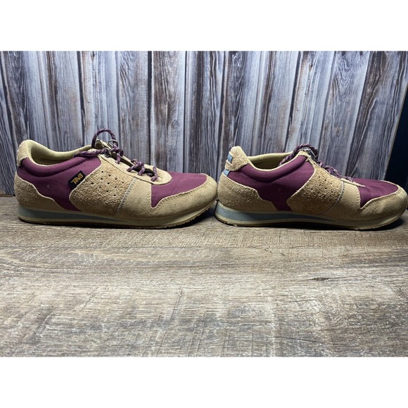 EUC Women's Size 7.5 Teva Highside 84 Shoes Deep Taupe Maroon Leather Sneakers - Picture 3 of 5